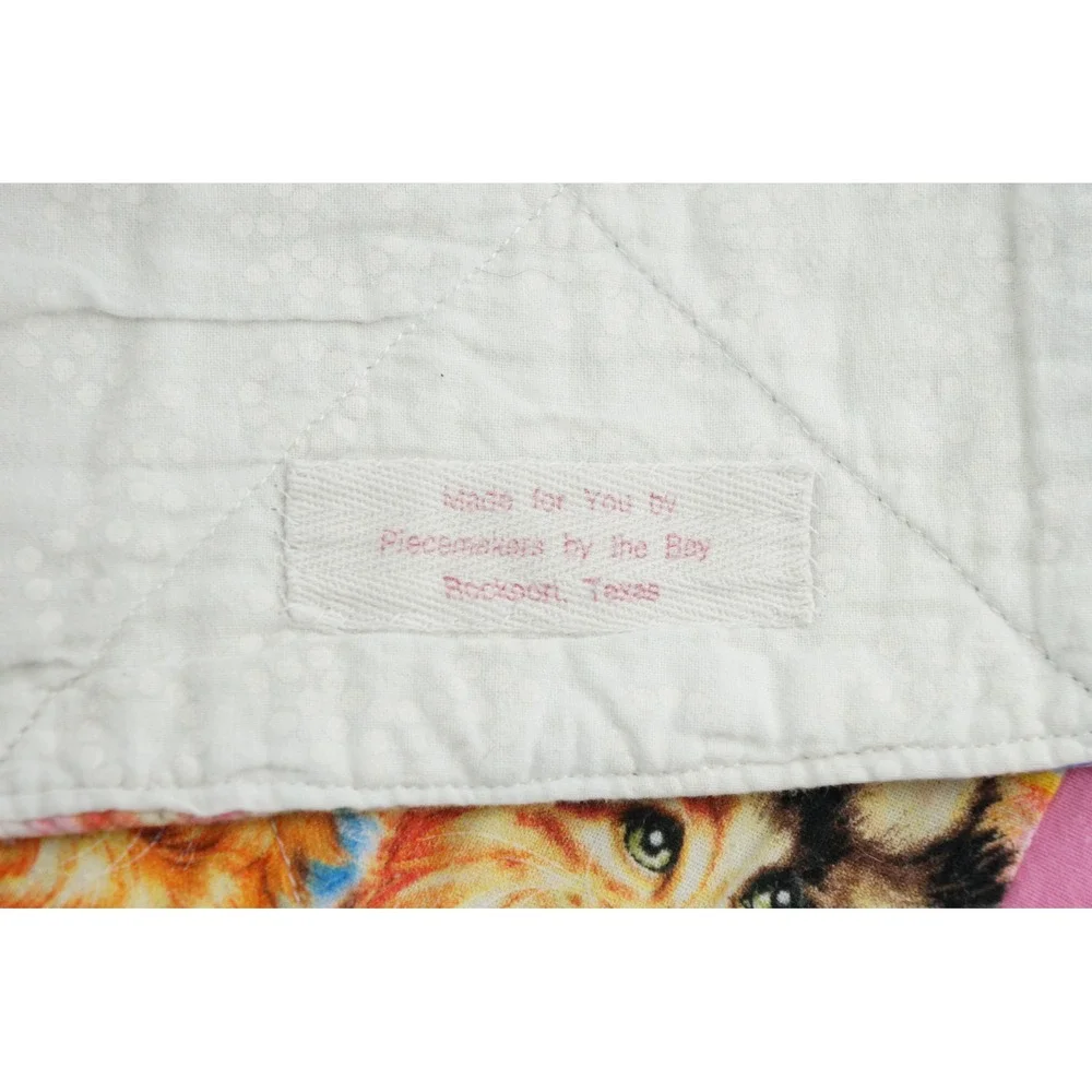 Piecemakers by the Bay Quilt 40x30 Pink Cat Dog Patchwork Baby Blanket VGC‎